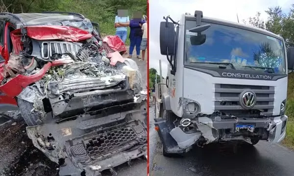 Médico morre e irmão fica gravemente ferido após batida entre carro e caminhão